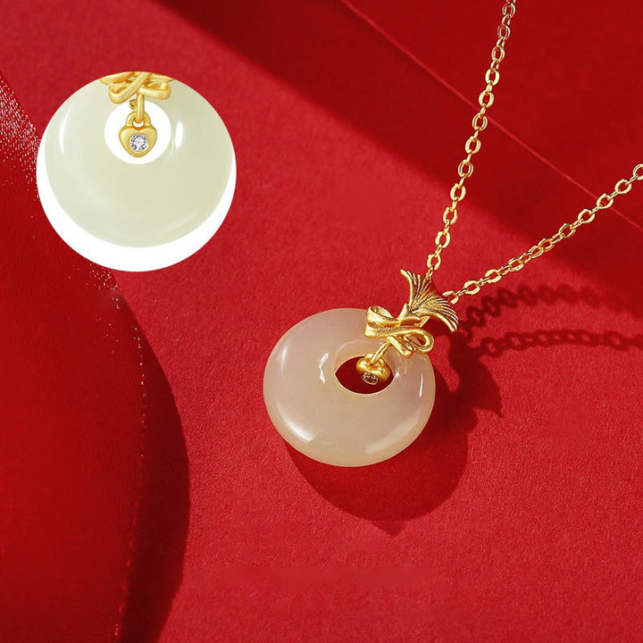 Buddha Stones Halsketten-Anhänger aus 925er-Sterlingsilber, natürlicher Hetian-Jade, Nelke, Blume, Wohlstand - image 1