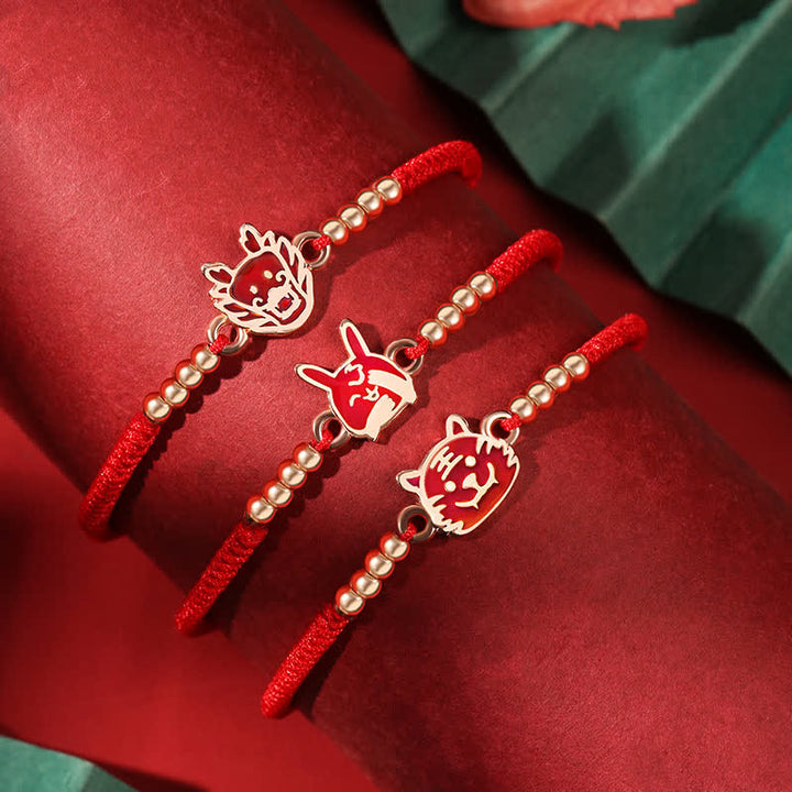 Armband mit Buddha Stonesn aus 925er-Sterlingsilber, chinesisches Sternzeichen, Glück, Glaube, Verfärbung, rote Schnur - image 1