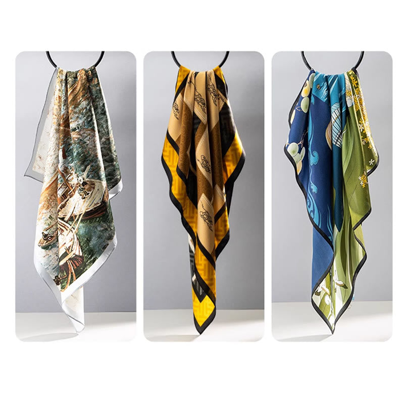 Buddha Stones, Dschungel-Ölgemälde, verheißungsvolle Wolken, Schal aus 100 % Maulbeerseide, doppelseitiger Seidenhalsschal der Premiumklasse 6A - image 31