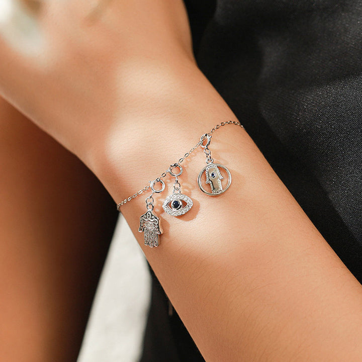 925 Sterling Silber Böser Blick Hamsa Symbol Wohlstand Glück Kette Halskette Anhänger