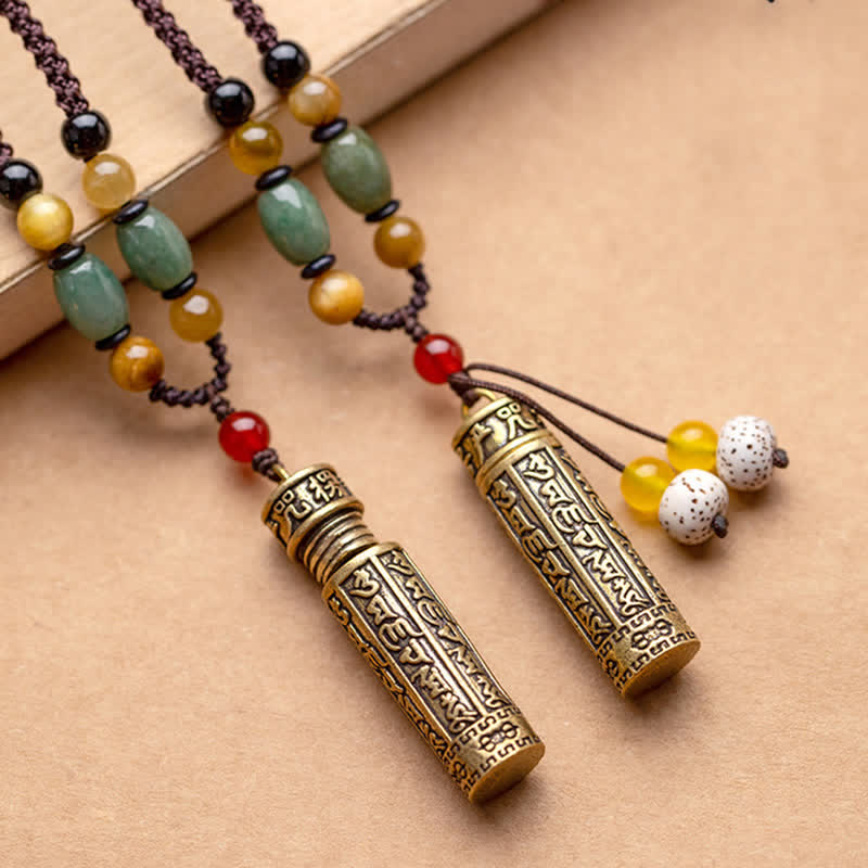 Buddhastoneshop Tibet Om Mani Padme Hum Achat Shurangama Sutra Schutz Halskette Anhänger - image 2