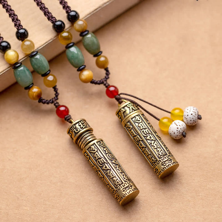 Buddhastoneshop Tibet Om Mani Padme Hum Achat Shurangama Sutra Schutz Halskette Anhänger - image 2