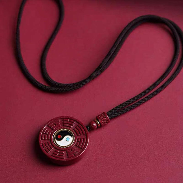 Buddha Stones, natürlicher Zinnober-Bagua-Anhänger, drehbar, Yin-Yang-Anhänger, hält böse Geister fern - image 3