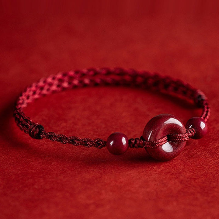 Buddha Stones, handgefertigt, Zinnober-Friedensschnalle, sicheres und gesundes Charm-Segen-Armband, Fußkettchen