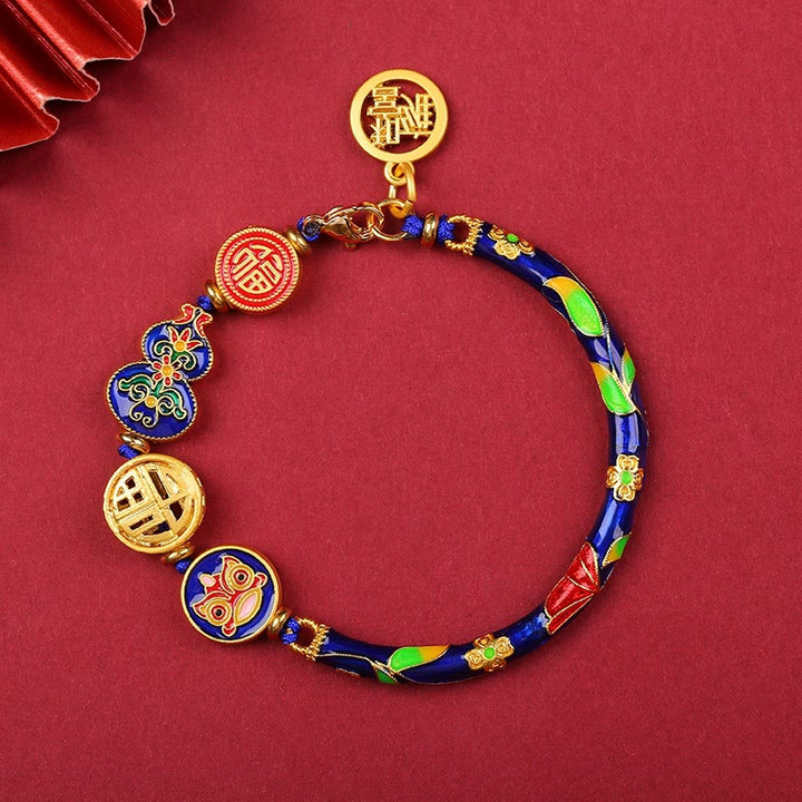 Buddha Stones Tibetisches Kalebassen-Armband mit Löwenmotiv – Symbol für Glück und Wohlstand - Dunkelblau - image 5