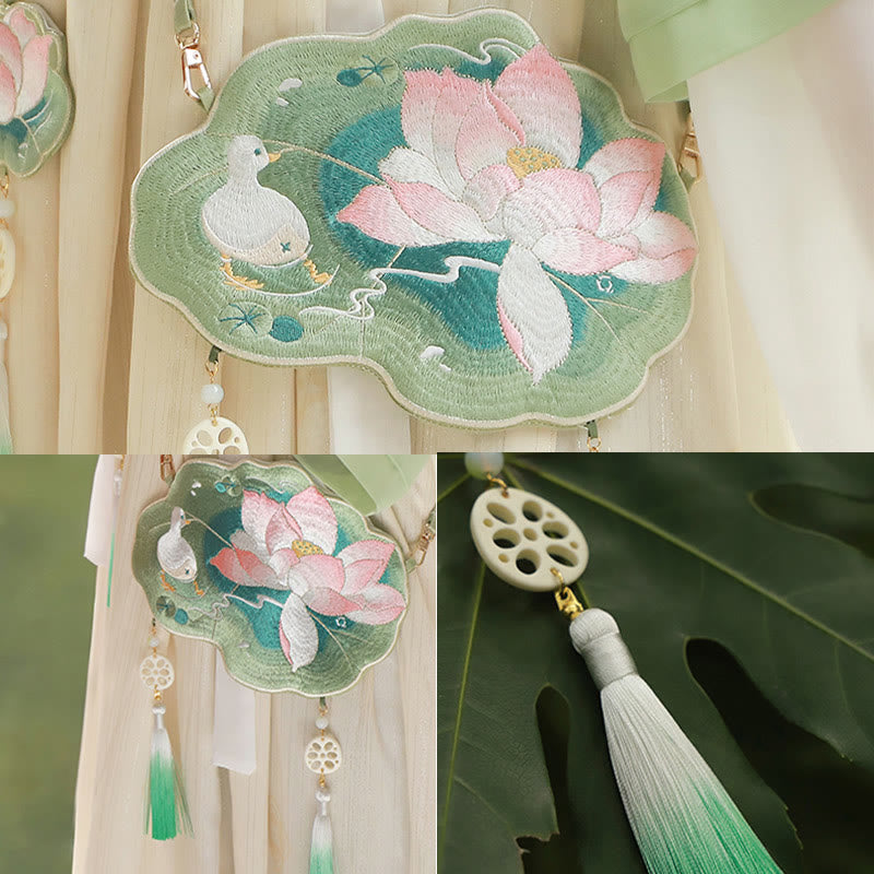 Buddha Stones Luck Stickerei Lotus Koi Fisch Kaninchen Blume Hanfu Tasche Umhängetasche Umhängetasche - image 6