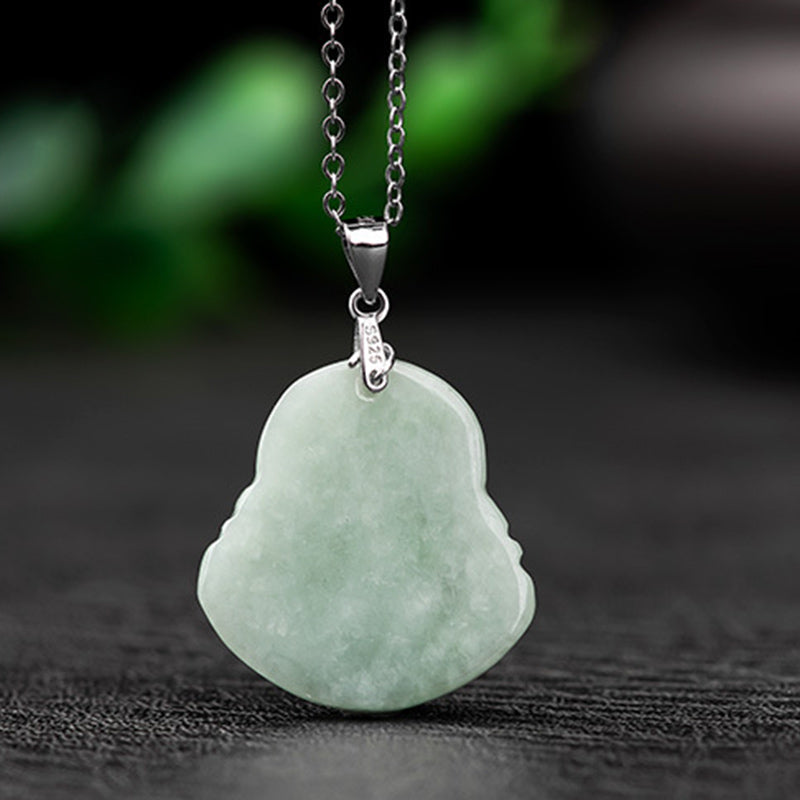 Buddha Stones 925 Sterling Silber Lachender Buddha Jade Segen Halskette Kettenanhänger - image 7