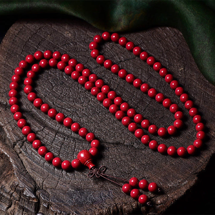 Buddha Stones 108 Mala Perlen Zinnober Om Mani Padme Hum Muster graviertes Segensarmband - 8 mm * 108 runde Perlen - image 17