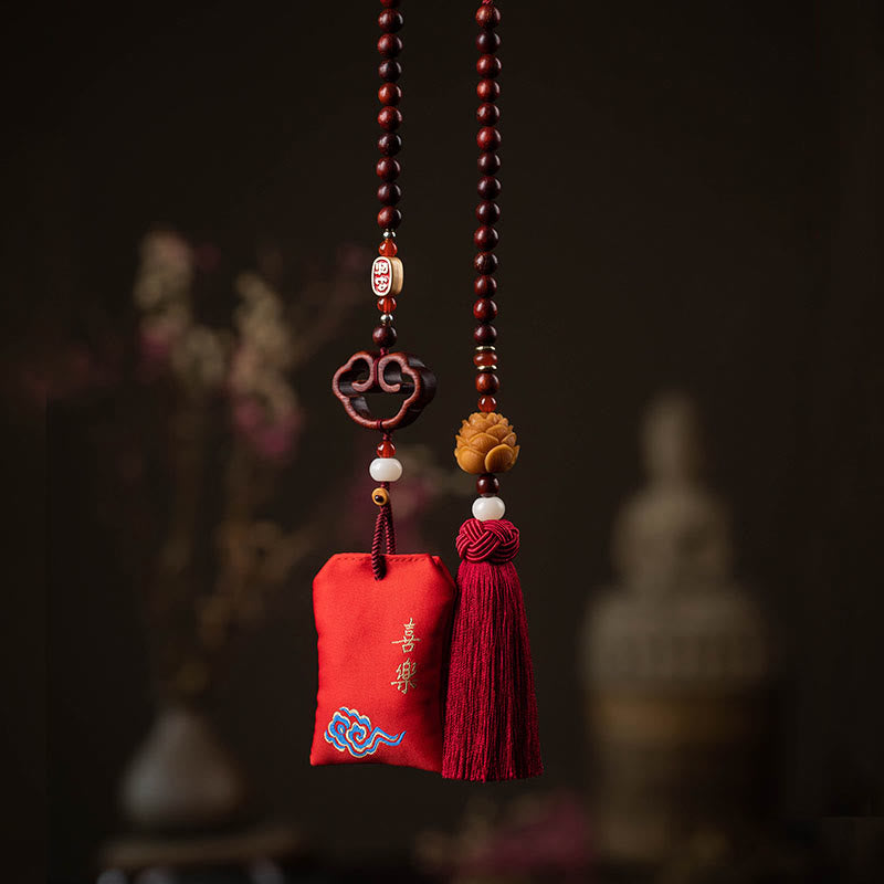 Buddha Stones, tibetisches kleines Blatt, rotes Sandelholz, Lotus, Zinnober, Beutel, Schutzquaste, Auto-Hängedekoration