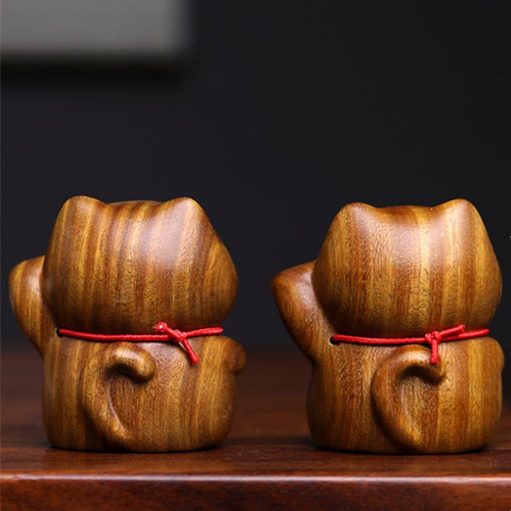 Buddha Stones Green Sandelwood Small Mini Cute Lucky Cat Peace Dekorationen - image 8