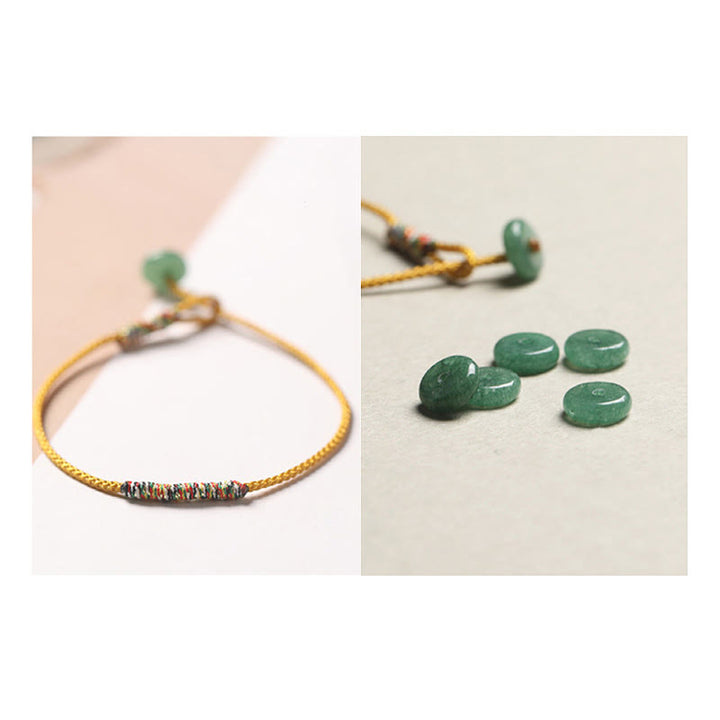 Buddha Stones Tibetisches handgefertigtes grünes Aventurin-Glücksschutz-Armband aus geflochtenem Seil