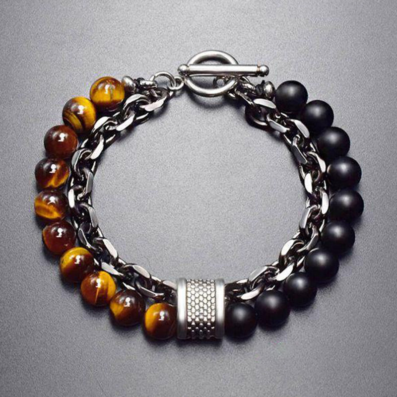 Buddha Stones, natürliches Tigerauge-Lazurit-Lapislazuli-Schutzarmband - Tigerauge - image 0