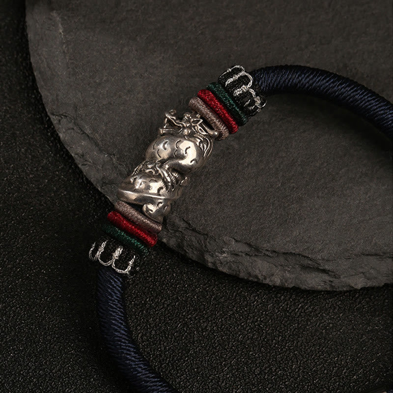 Handgefertigtes Armband aus 925er-Sterlingsilber mit Buddha Stonesn, Jahr des Drachen, verheißungsvoller Drache, Glücksseil
