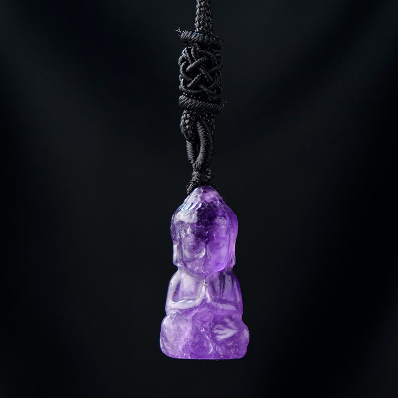 Buddha Stones, verschiedene Kristalle, Amethyst, rosa Kristall, Weiß Kristall, Citrin, Buddha, geschnitzt, spirituelle Heilung, Halskette, Anhänger, Dekoration