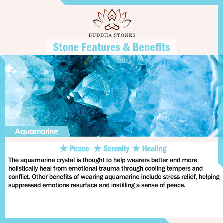Buddha Stones 925 Sterling Silber natürliche Aquamarin Blatt Blume Frieden Ohrringe Halskette - image 15
