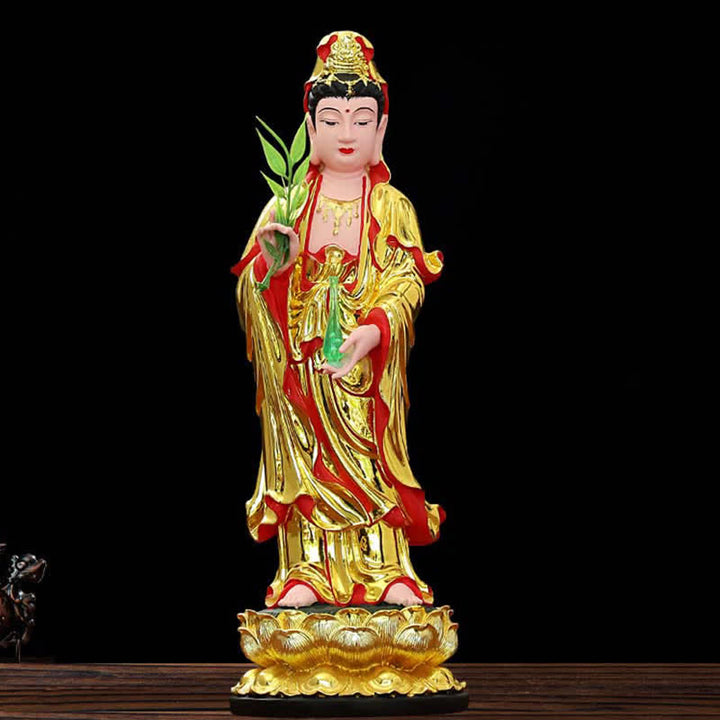 Chenrezig Bodhisattva Avalokitesvara Figur Harmonie Harz Statue Heimdekoration - Bunt - image 0