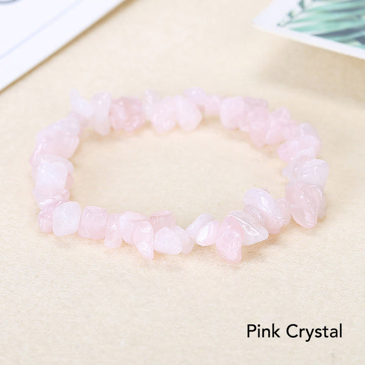 Armband aus natürlich geformtem, unregelmäßig geformtem Kristallstein – wohltuende Wärme - Rosa Kristall (Handgelenkumfang: 15-16 cm) - image 2