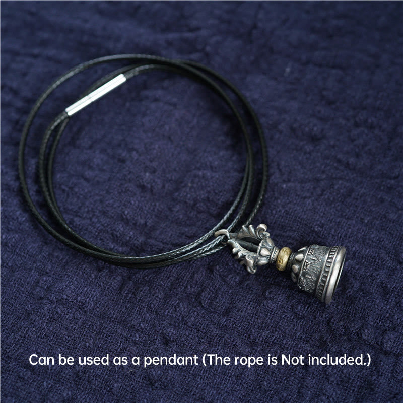 Buddha Stones, Tibet, 925er Sterlingsilber, Om Mani Padme Hum, Dorje-Glocke, Vajra, gravierter Erleuchtungsanhänger, Hängedekoration - image 7