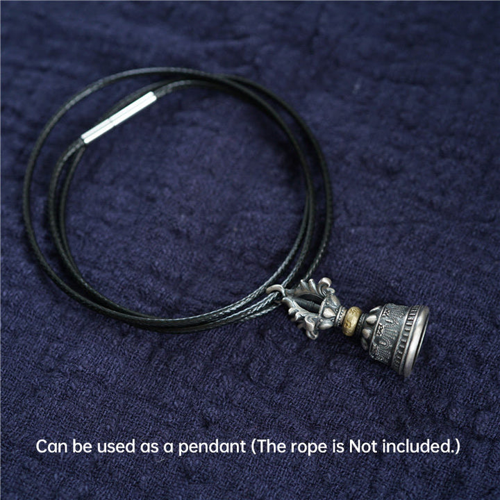 Buddha Stones, Tibet, 925er Sterlingsilber, Om Mani Padme Hum, Dorje-Glocke, Vajra, gravierter Erleuchtungsanhänger, Hängedekoration - image 7