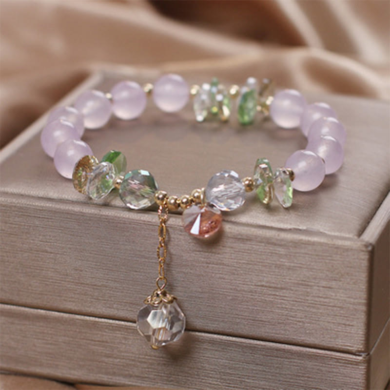 Buddha Stones Katzenauge rosa Kristall-Friedens-Charm-Armband