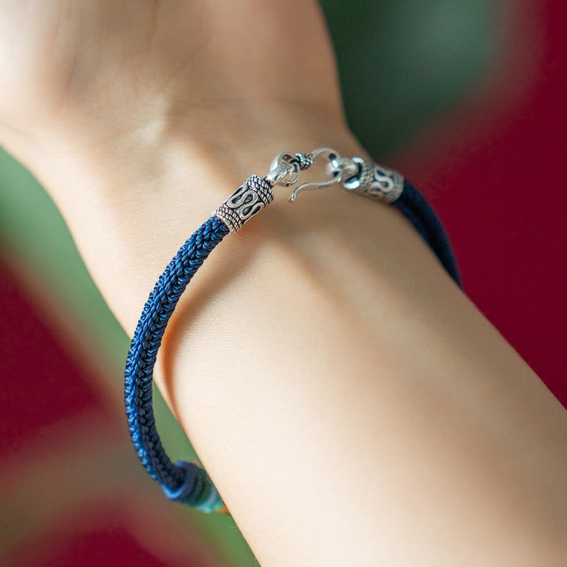 Buddha Stones Handgefertigtes geflochtenes Armband aus 925er-Sterlingsilber, tibetisches Om Mani Padme Hum Purity - image 10