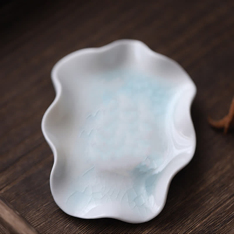 Meditierende kleine Froschstatue aus Keramik - Lotus Tablett - image 9