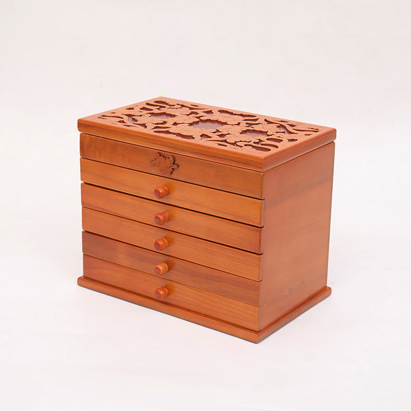 Buddha Stones, großes Fassungsvermögen, Vintage-Blumen, geschnitzte Holz-Schmuckschatulle, sechslagige Schmuck-Aufbewahrungsbox - image 15
