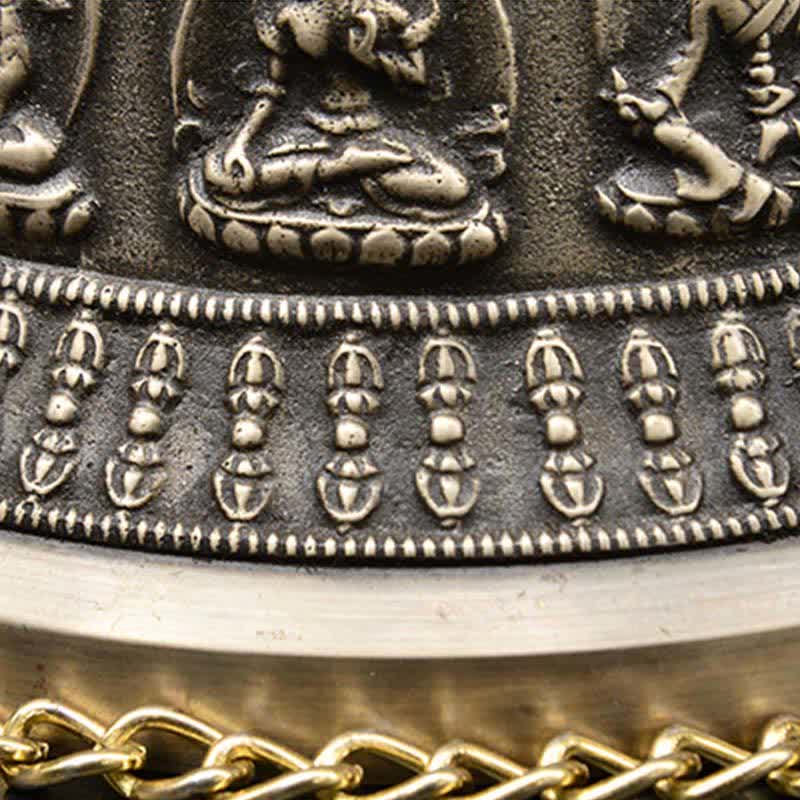 Tibetisch graviertes Buddha-Drachen-Windspiel, Glocke, Kupfer, Glück, Wanddekoration - image 4