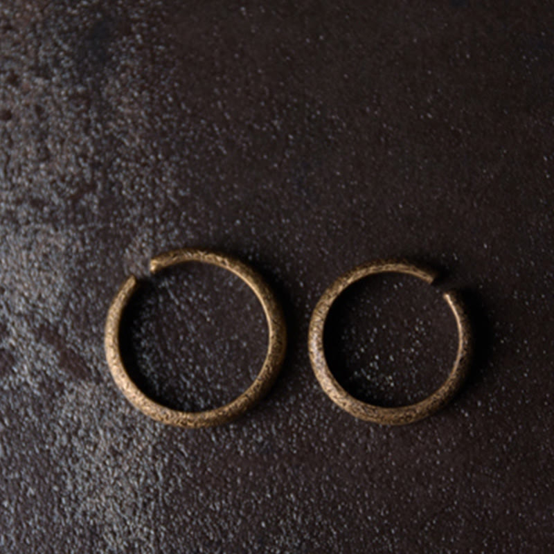 Buddha Stones Tibetischer Vintage-Kupfer-Glücksring mit Texturdesign für Paare - image 5