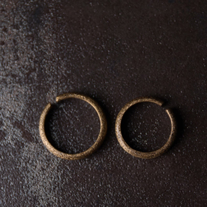 Buddha Stones Tibetischer Vintage-Kupfer-Glücksring mit Texturdesign für Paare - image 5