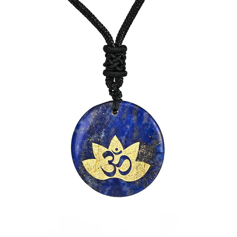 Buddha-Steine, OM-Lotus-Symbol, verschiedene Kristalle, Amethyst, Tigerauge, Heilung, Halskettenanhänger