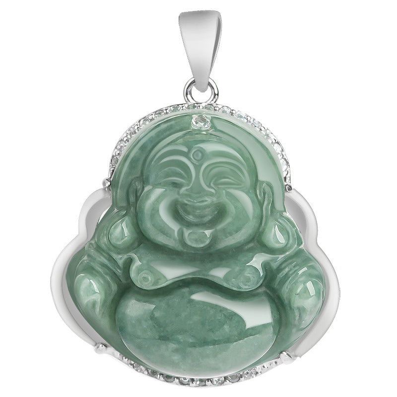 Buddha Stones 925 Sterling Silber Lachender Buddha Jade Fülle Halskette Kettenanhänger - image 13