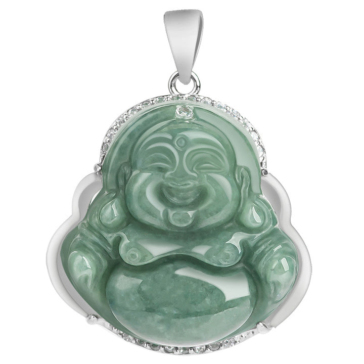Buddha Stones 925 Sterling Silber Lachender Buddha Jade Fülle Halskette Kettenanhänger - image 13