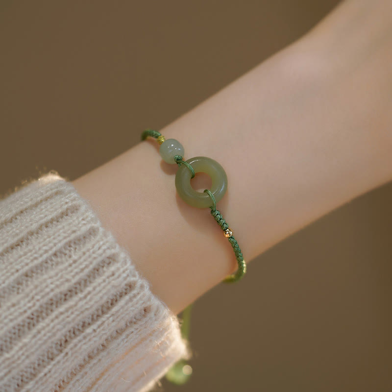 Buddha Stones Lotus Jade Friedensschnalle Perlen Glücksbringer Armband - Friedensschnalle - image 5
