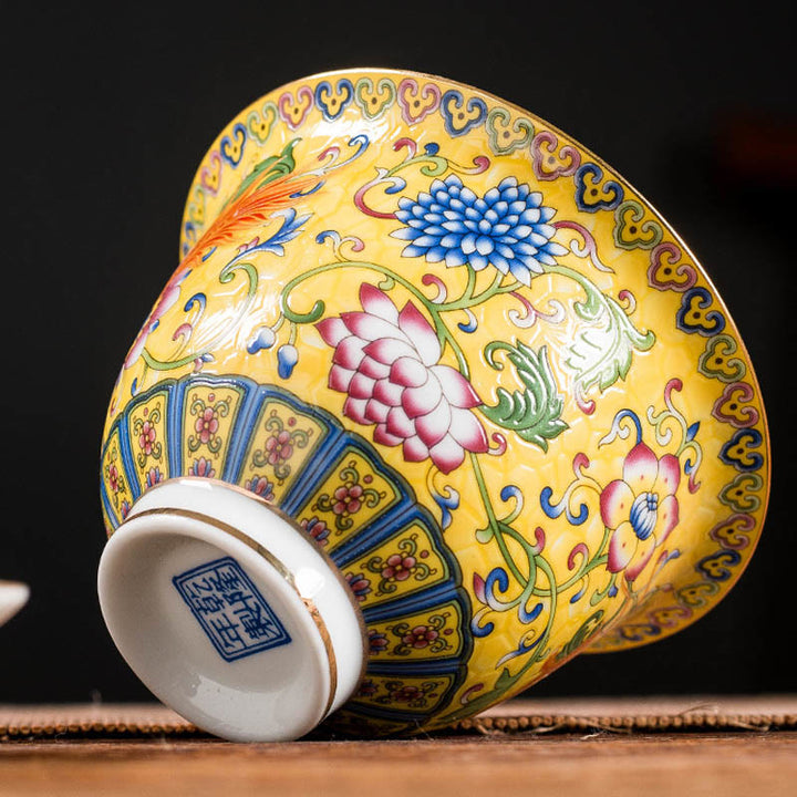 Buddha Stones Dragon Phoenix Flower Design Keramik Gaiwan Sancai Teetasse Kung Fu Teetasse und Untertasse mit Deckel - image 9