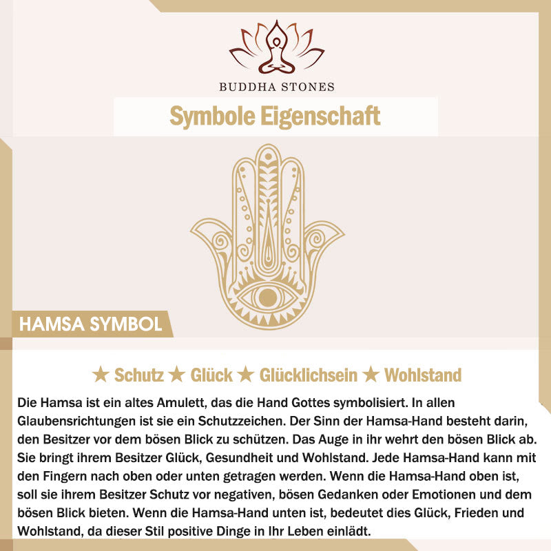 Handgefertigtes Hamsa-Symbol mit Buddha Stonesn zum Schutz und Glück