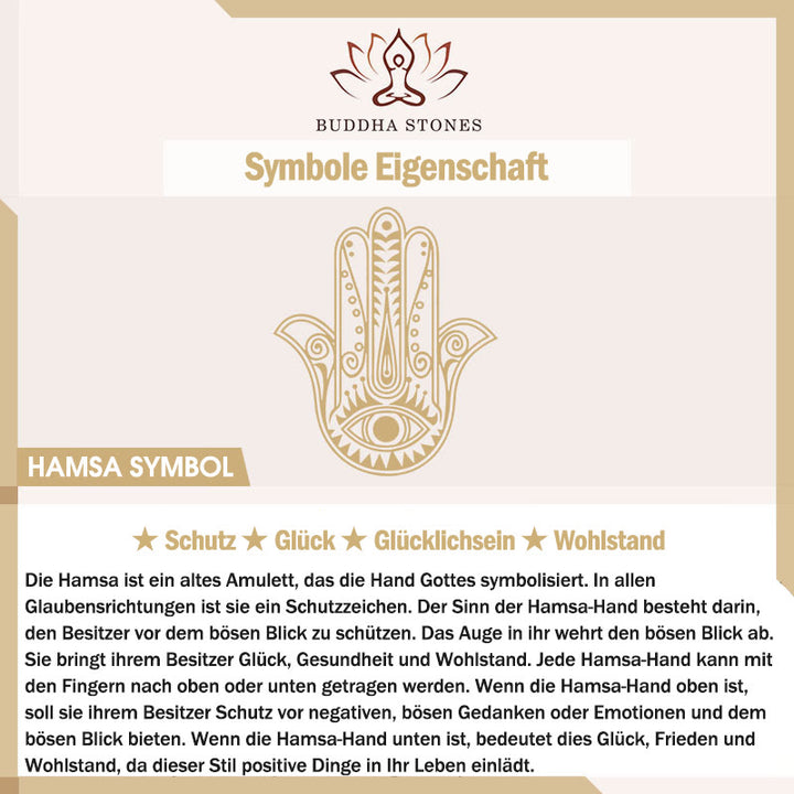 Handgefertigtes Hamsa-Symbol mit Buddha Stonesn zum Schutz und Glück