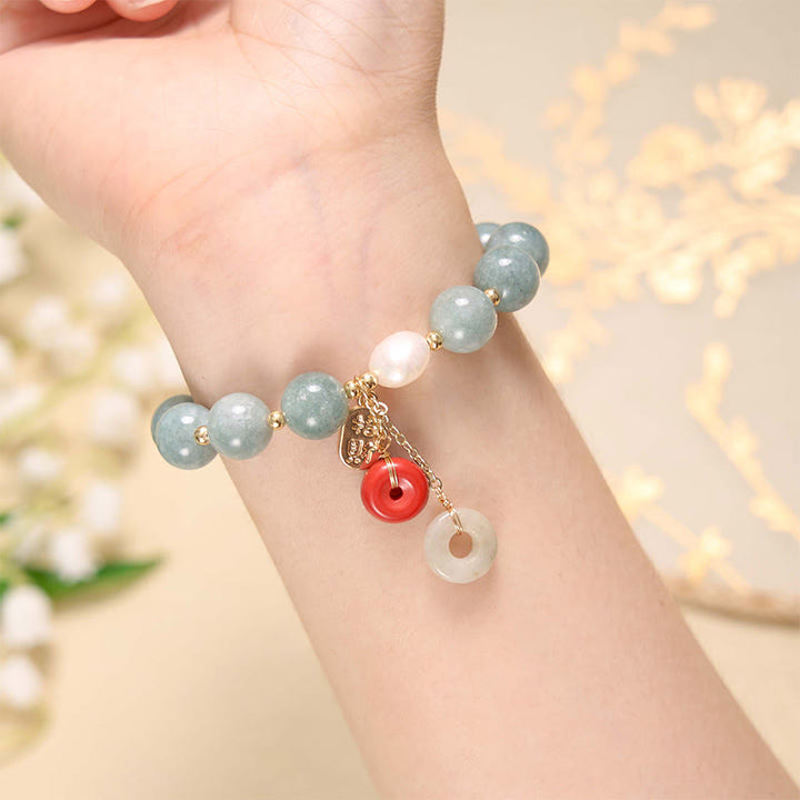 Buddha-Steine Jade Rot Achat Peace Schnalle Charm Vertrauen Armband