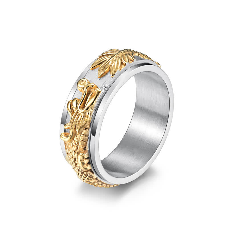 Buddha Stones Dragon Titanstahl-Stimulationsring, drehbar - Khaki - US11 - image 0