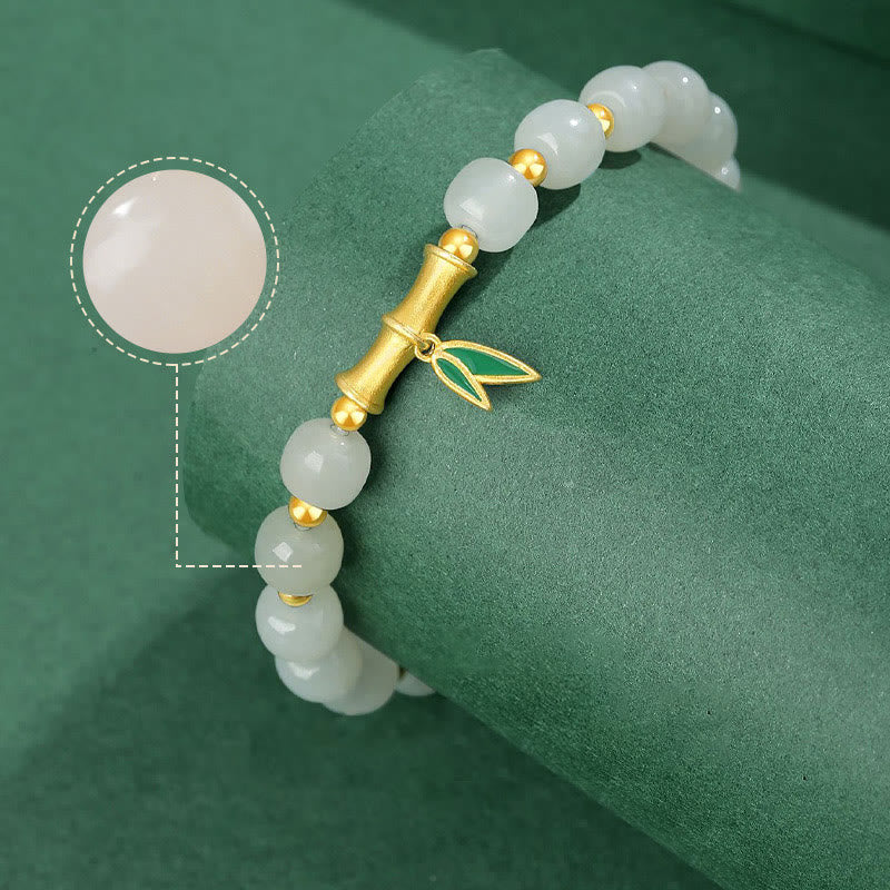 Buddha Stones Glücksarmband aus 925er-Sterlingsilber mit Weiß Hetian-Jade und Bambus - image 6