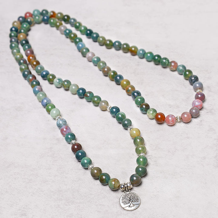 Buddha Stones, 108 Mala-Perlen, indischer Achat, Lotus, OM, Buddha, Baum des Lebens, positives, ruhiges Armband - Baum des Lebens (Schöpfung ♥ Einheit) - image 6