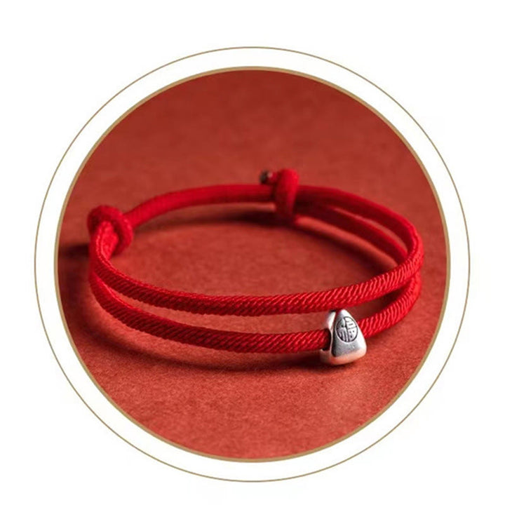 Buddha Stones 925 Sterling Silber Fu Charakter Segen handgefertigtes geflochtenes Armband - image 12
