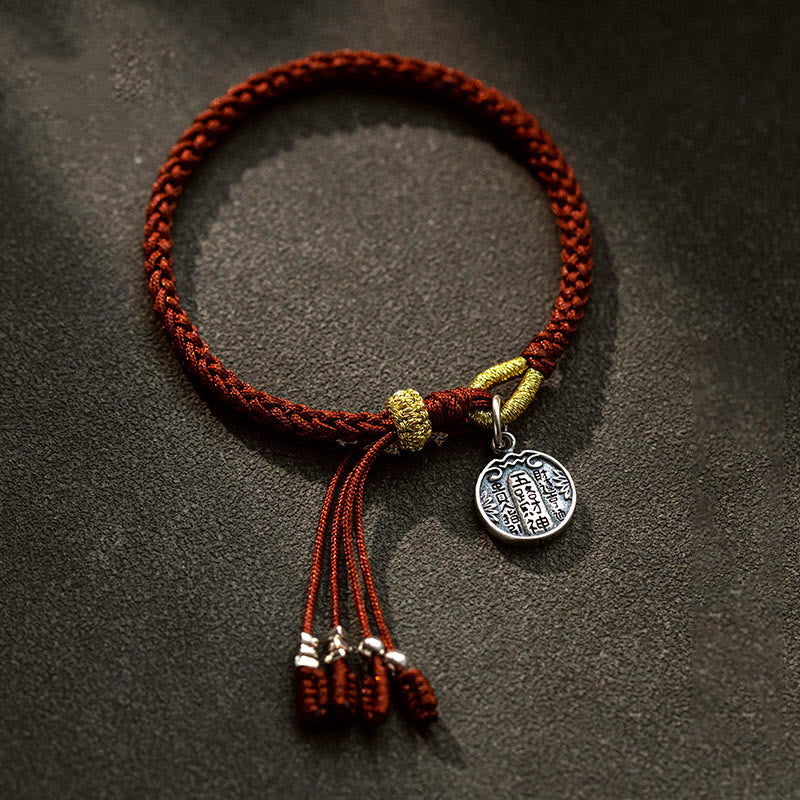 Buddha Stones Handgefertigtes Armband aus 925er-Sterlingsilber, fünf Richtungen, Götter des Reichtums, Glück, Schutz, Schnurgeflecht - 17-19 cm - image 0