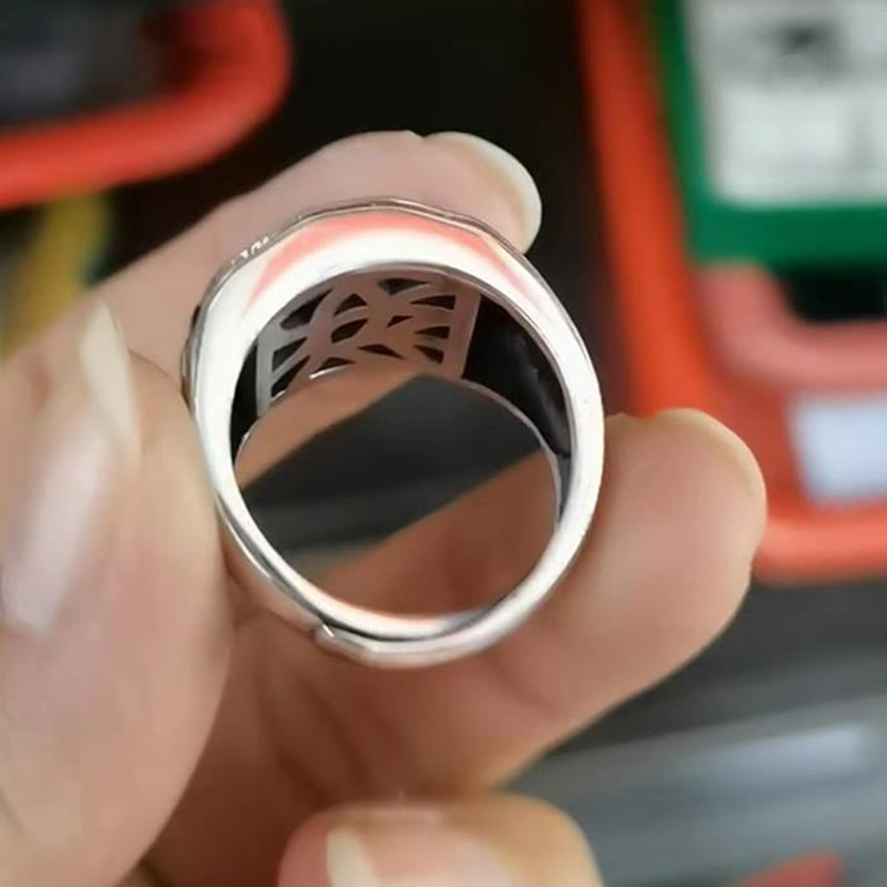 Verstellbarer Ring aus 925er-Sterlingsilber mit Buddha Stonesn, Sanskrit-Design, geschnitzter Schutz - image 20