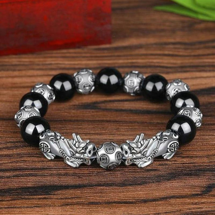 Buddha Stones Tibetisches FengShui PiXiu Obsidian-Armband - image 1