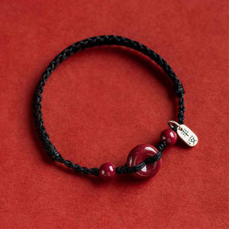 Buddha Stones, handgefertigt, Zinnober-Friedensschnalle, sicheres und gesundes Charm-Segen-Armband, Fußkettchen