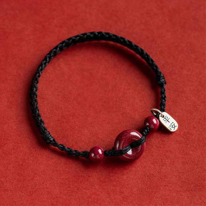 Buddha Stones, handgefertigt, Zinnober-Friedensschnalle, sicheres und gesundes Charm-Segen-Armband, Fußkettchen