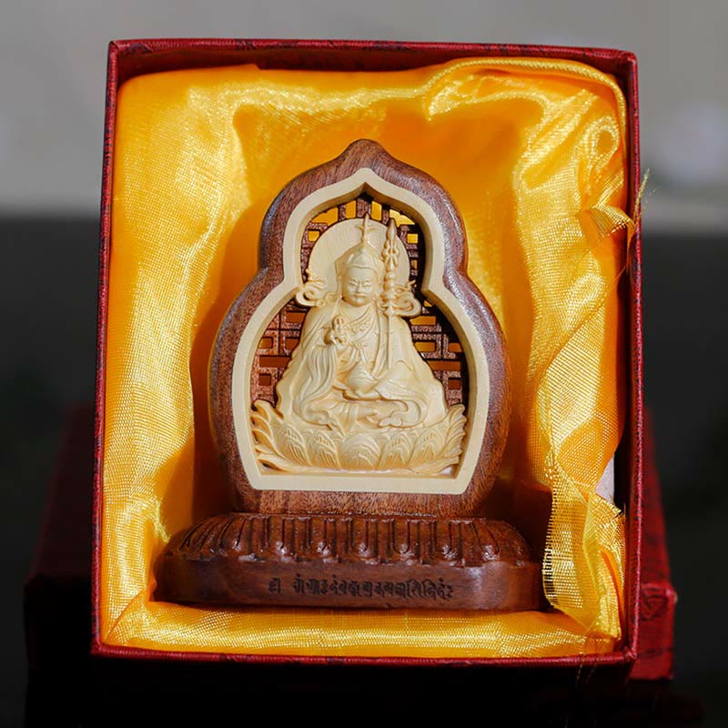 Guru Rinpoche Buddha Padmasambhavan Serenity Holz gravierte Statue Figur Dekoration - image 1