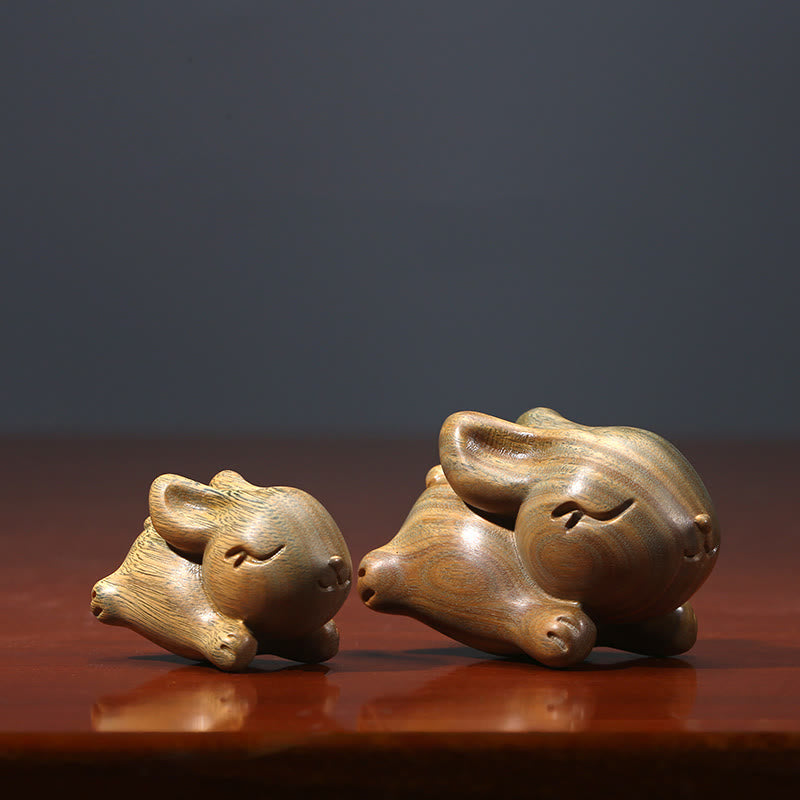 Buddha Stones Green Sandelwood Small Mini Cute Rabbit Bunny Peace Dekorationen - image 3