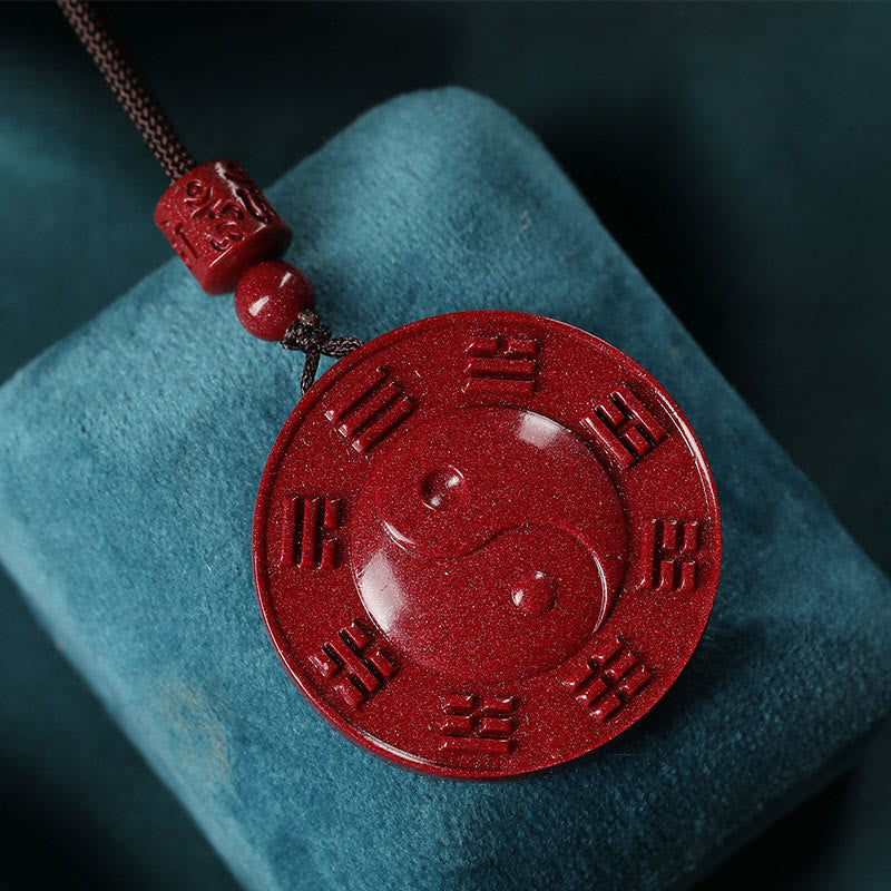 Buddha Stones Zinnober Yin Yang Bagua Segen Halskette Anhänger - image 2